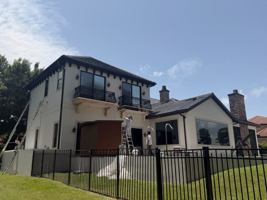 Westchase home rear exterior while painting was in progress