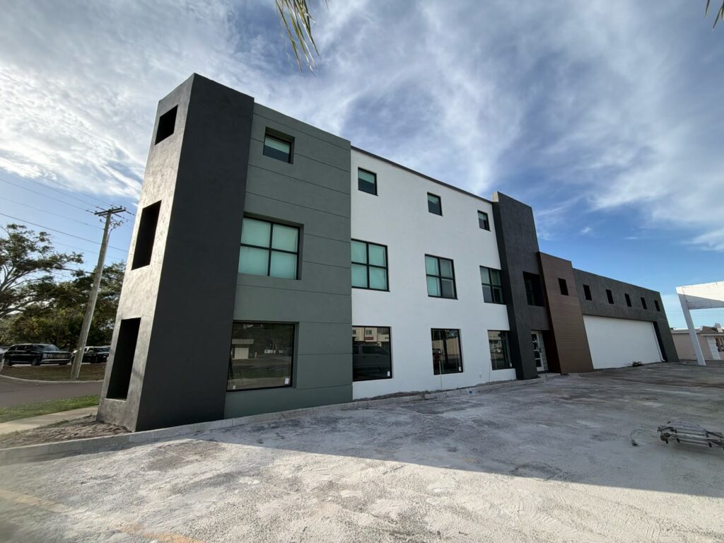Completed front of a Tampa commercial exterior painting project
