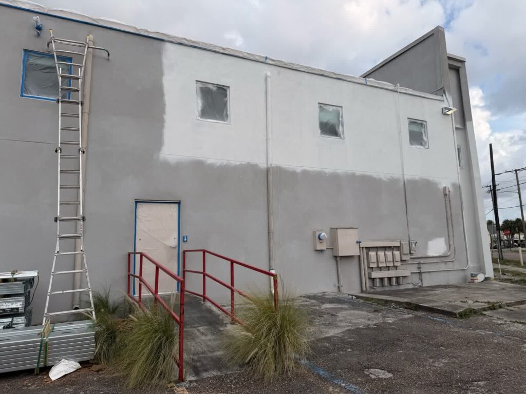 Commercial exterior during documented preparation in Tampa
