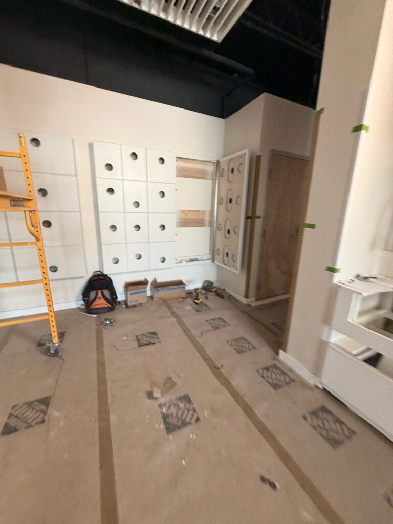 Tampa showroom interior while buildout work was in progress
