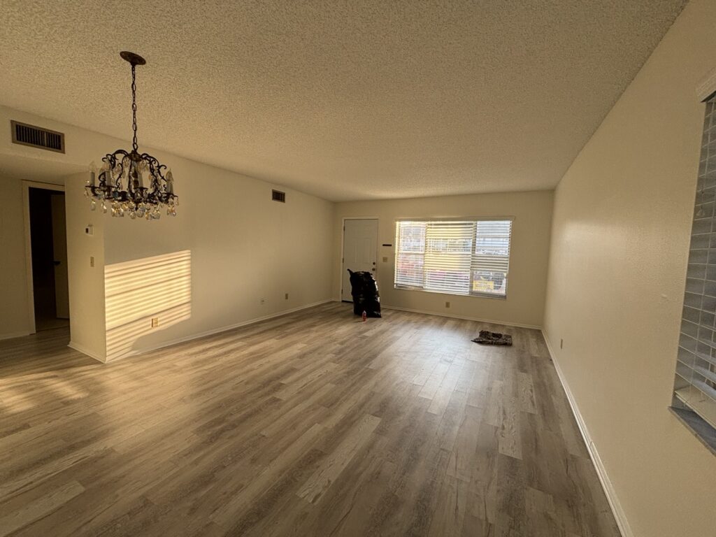 Completed bright living room interior painting project